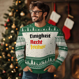 German Heritage Ugly Christmas Sweater Einigkeit Recht Freiheit Germany Flag TS11 Beige Green Print Your Wear