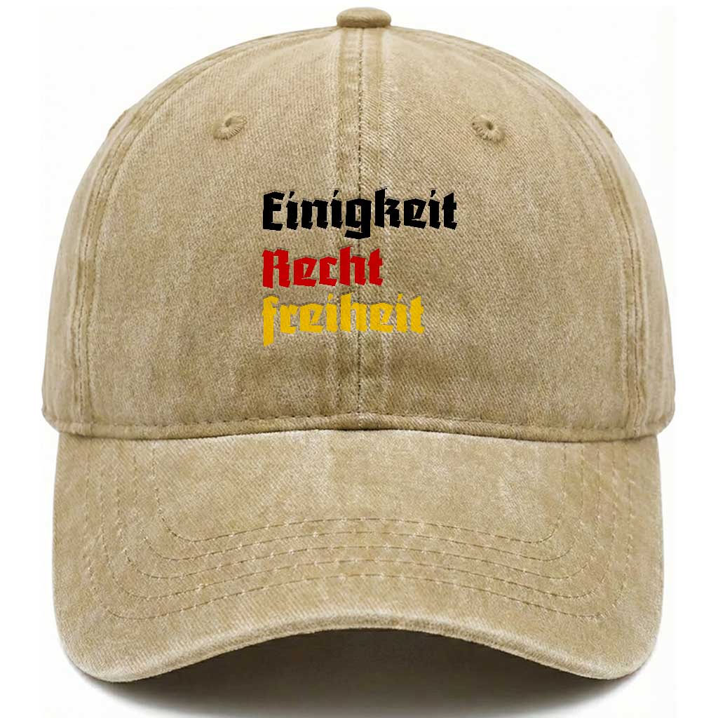 German Heritage Washed Cotton Baseball Cap Einigkeit Recht Freiheit Germany Flag TS11 Print Your Wear