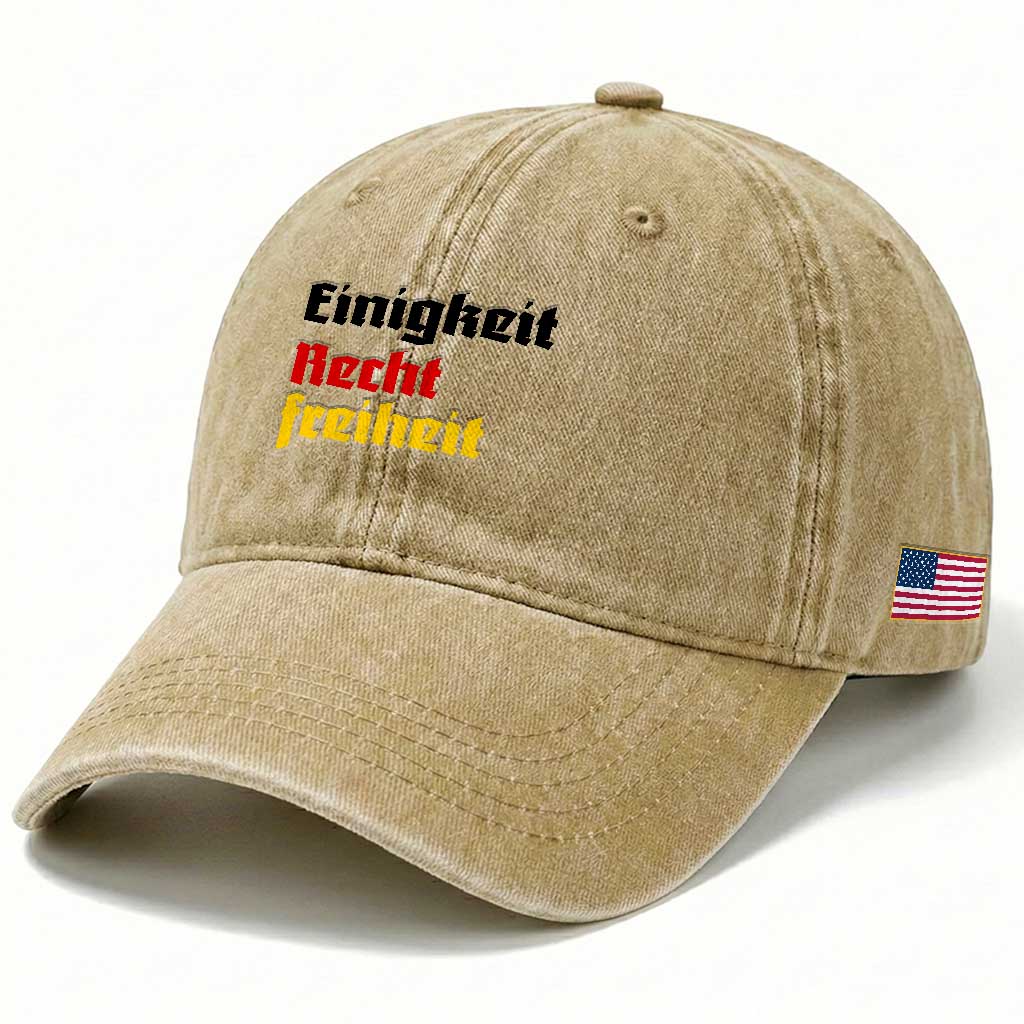 German Heritage Washed Cotton Baseball Cap Einigkeit Recht Freiheit Germany Flag TS11 Print Your Wear