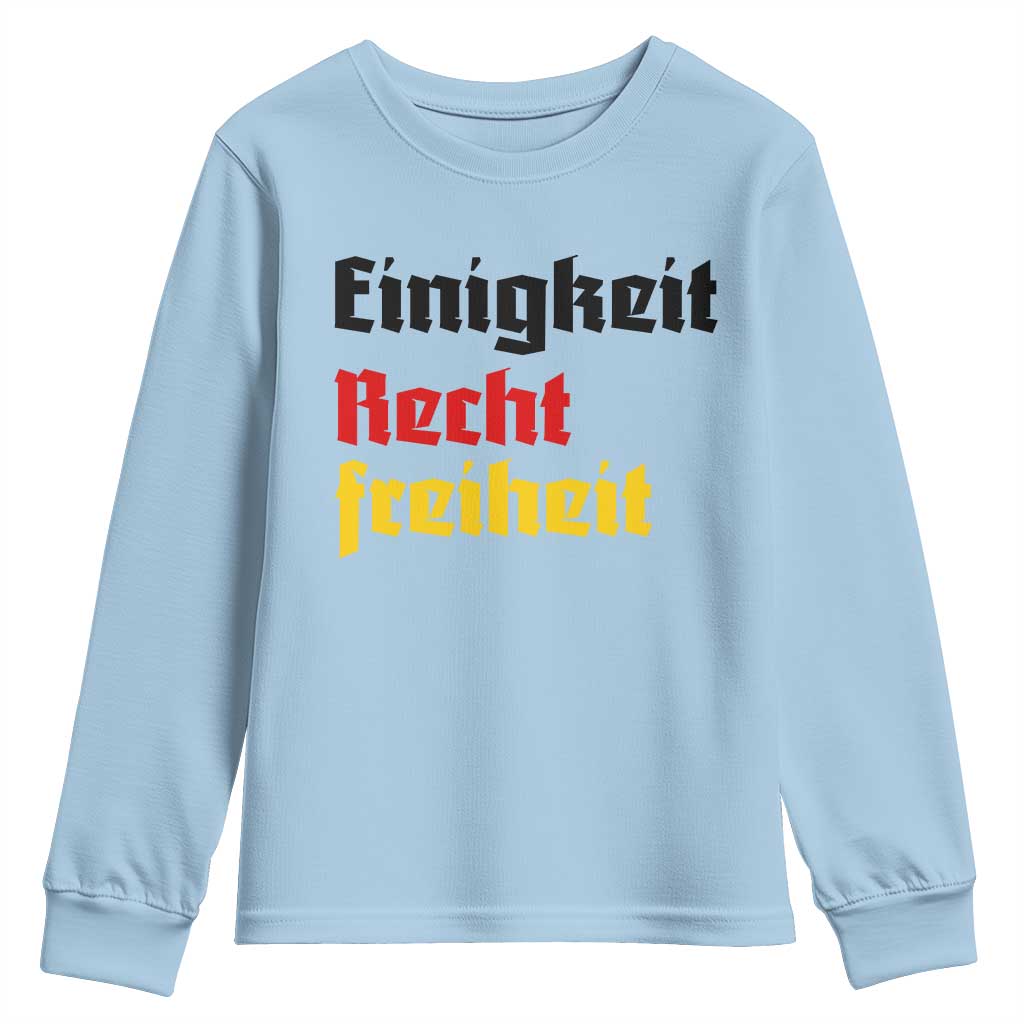 German Heritage Youth Sweatshirt Einigkeit Recht Freiheit Germany Flag TS11 Light Blue Print Your Wear