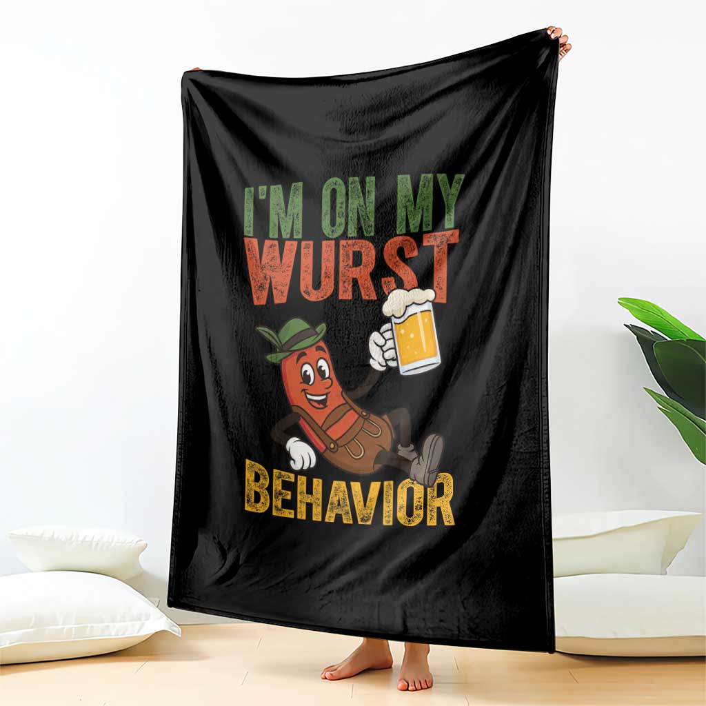 Funny I Am On My Wurst Behavior Throw Blanket German Oktoberfest Sausage TS11 Print Your Wear