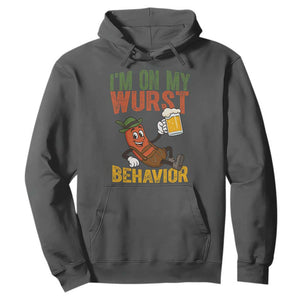 Funny I Am On My Wurst Behavior Hoodie German Oktoberfest Sausage TS11 Dark Heather Print Your Wear