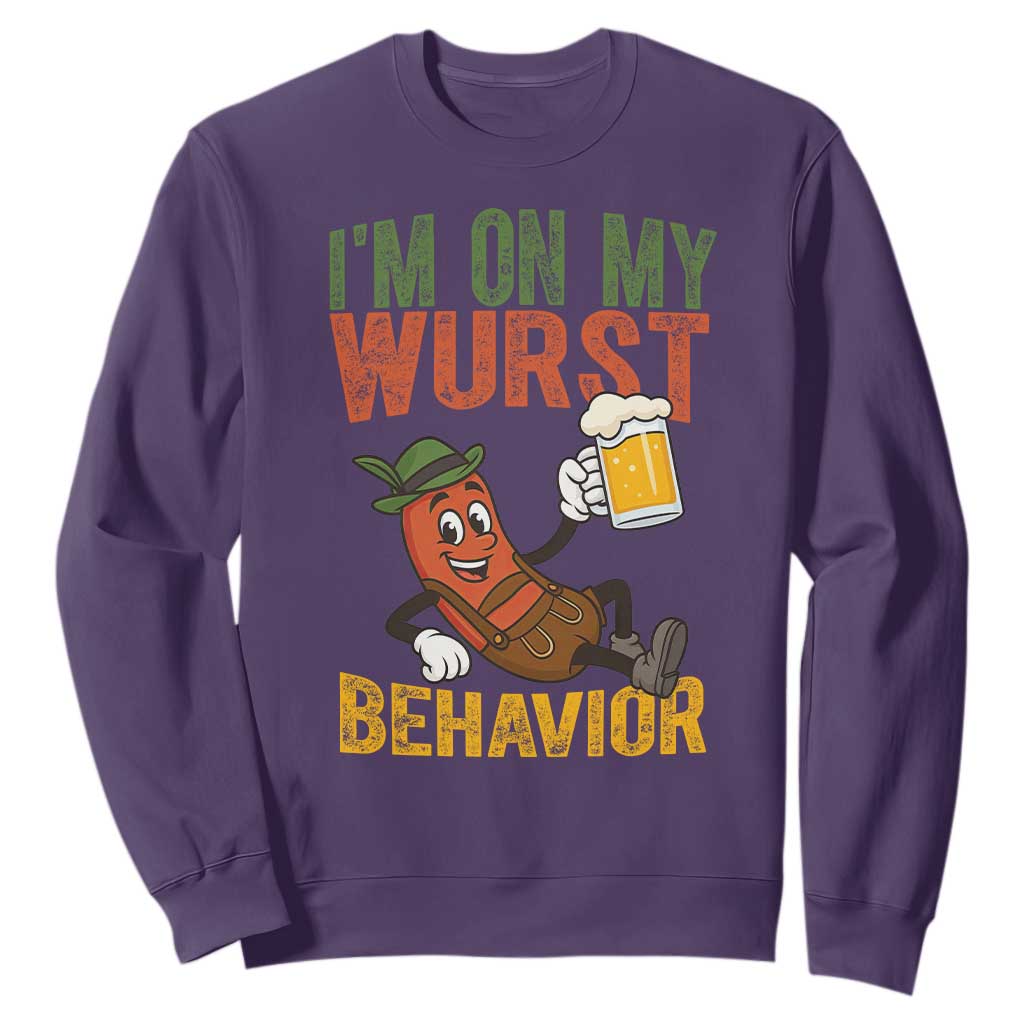 Funny I Am On My Wurst Behavior Sweatshirt German Oktoberfest Sausage TS11 Purple Print Your Wear