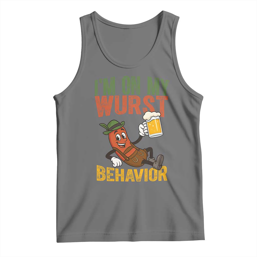 Funny I Am On My Wurst Behavior Tank Top German Oktoberfest Sausage TS11 Black Heather Print Your Wear