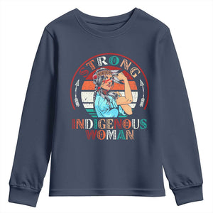 Strong Indigenous Woman MMIW Awareness Youth Sweatshirt Native American TS11 Navy Print Your Wear