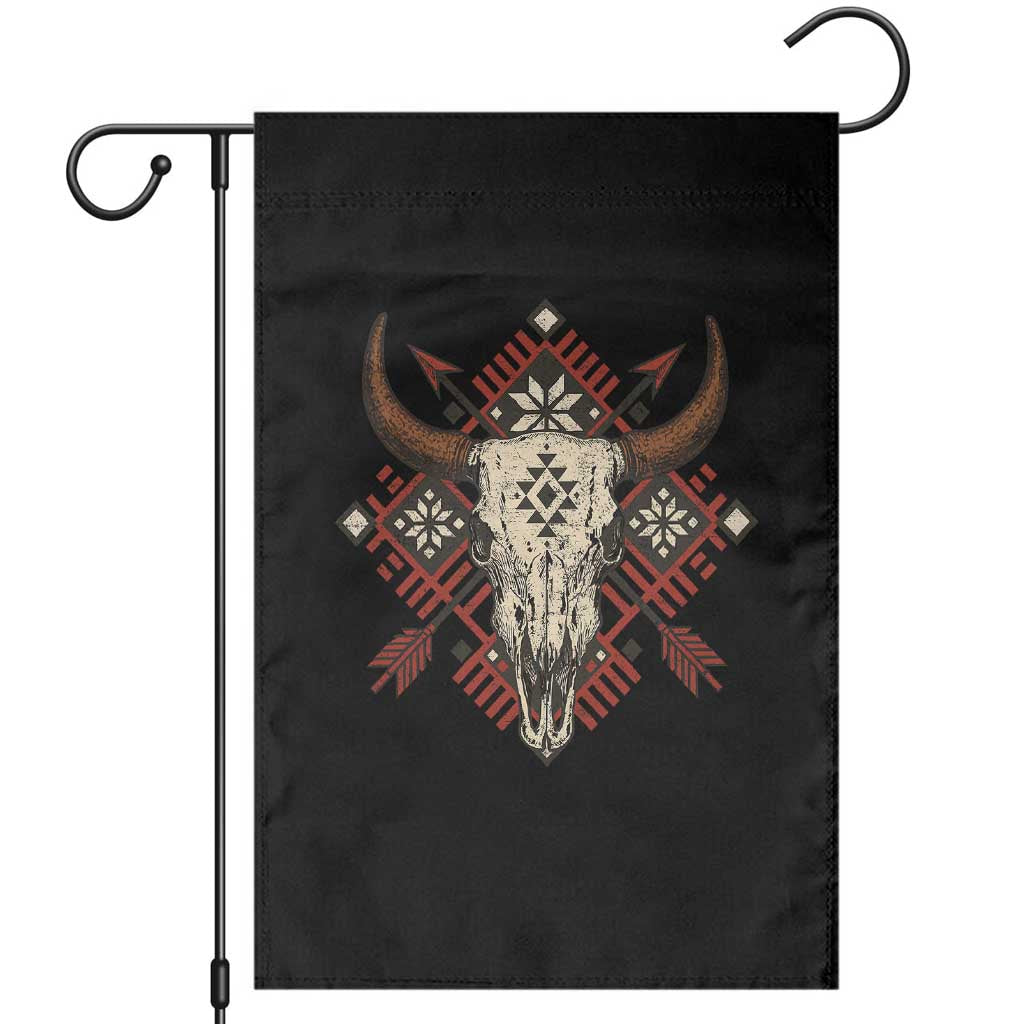 Native American Longhorn Bull Skull Tribal Arrows Garden Flag TS11 Black Print Your Wear