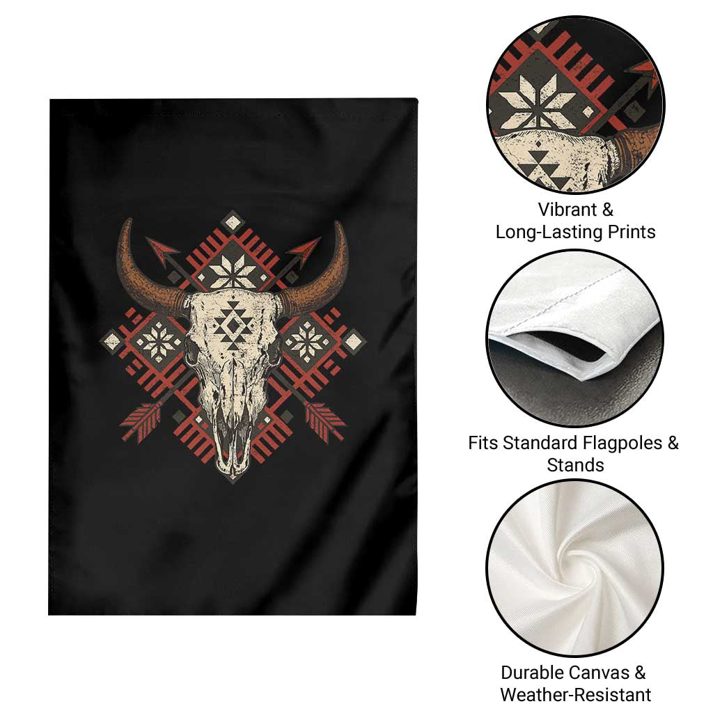 Native American Longhorn Bull Skull Tribal Arrows Garden Flag TS11 Print Your Wear