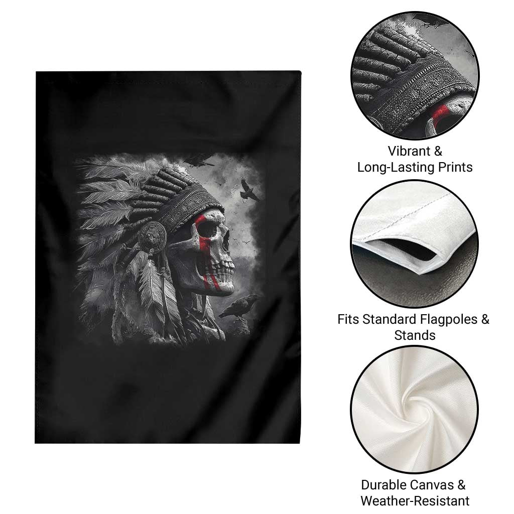 Native American Indian Chief Skull Headdress Crow Garden Flag TS11 Print Your Wear