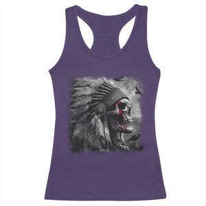 Native American Indian Chief Skull Headdress Crow Racerback Tank Top TS11 Purple Print Your Wear