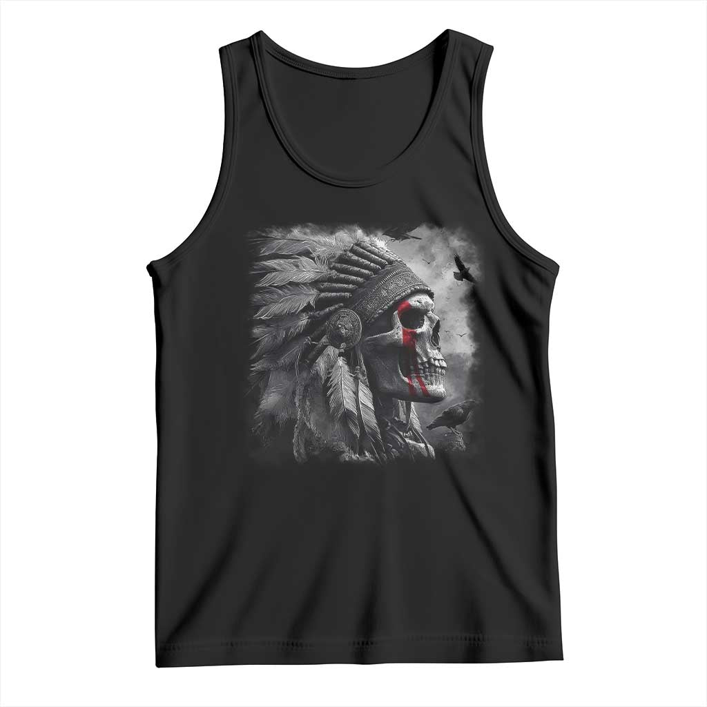 Native American Indian Chief Skull Headdress Crow Tank Top TS11 Black Print Your Wear