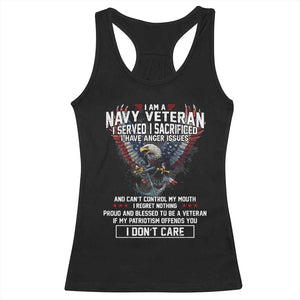 I Am Navy Veteran Racerback Tank Top I Served I Sacrificed I have Anger Issues Bald Eagle USA Flag TS11 Black Print Your Wear