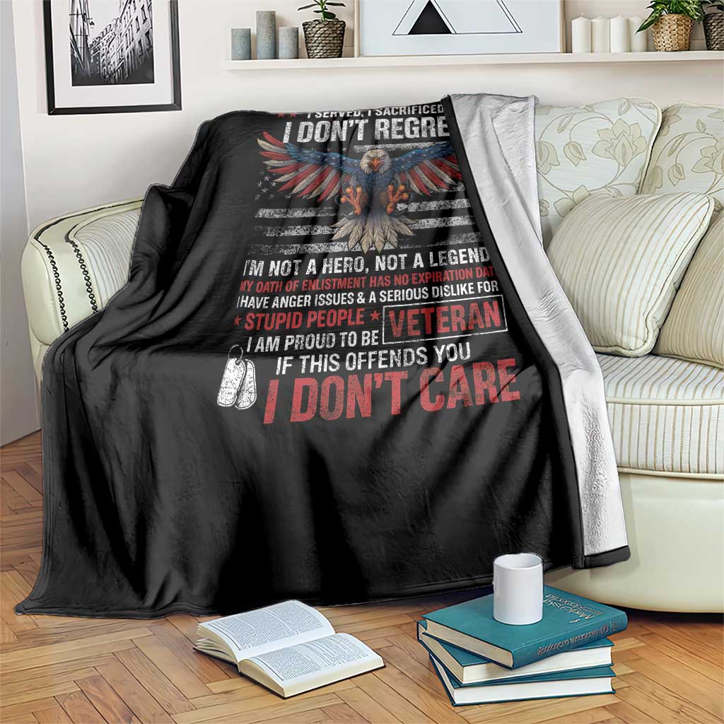 I Am A Grumpy Veteran I Served I Sacrificed I Dont Regret Throw Blanket American Flag Bald Eagle TS11 Print Your Wear