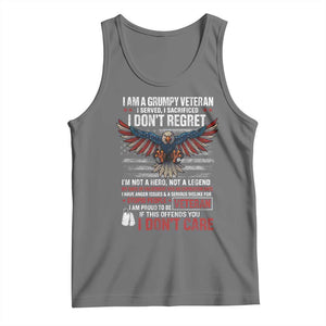 I Am A Grumpy Veteran I Served I Sacrificed I Dont Regret Tank Top American Flag Bald Eagle TS11 Black Heather Print Your Wear