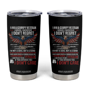 I Am A Grumpy Veteran I Served I Sacrificed I Dont Regret Tumbler Cup American Flag Bald Eagle TS11 Black Print Your Wear