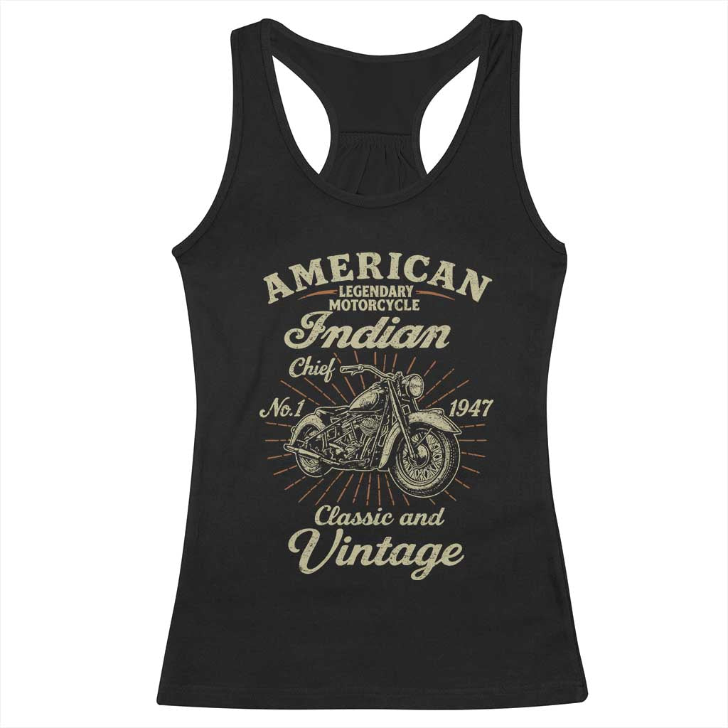 American Legendary Motorcycle Indian Chief Racerback Tank Top Classic And Vintage Bikers Club TS11 Black Print Your Wear