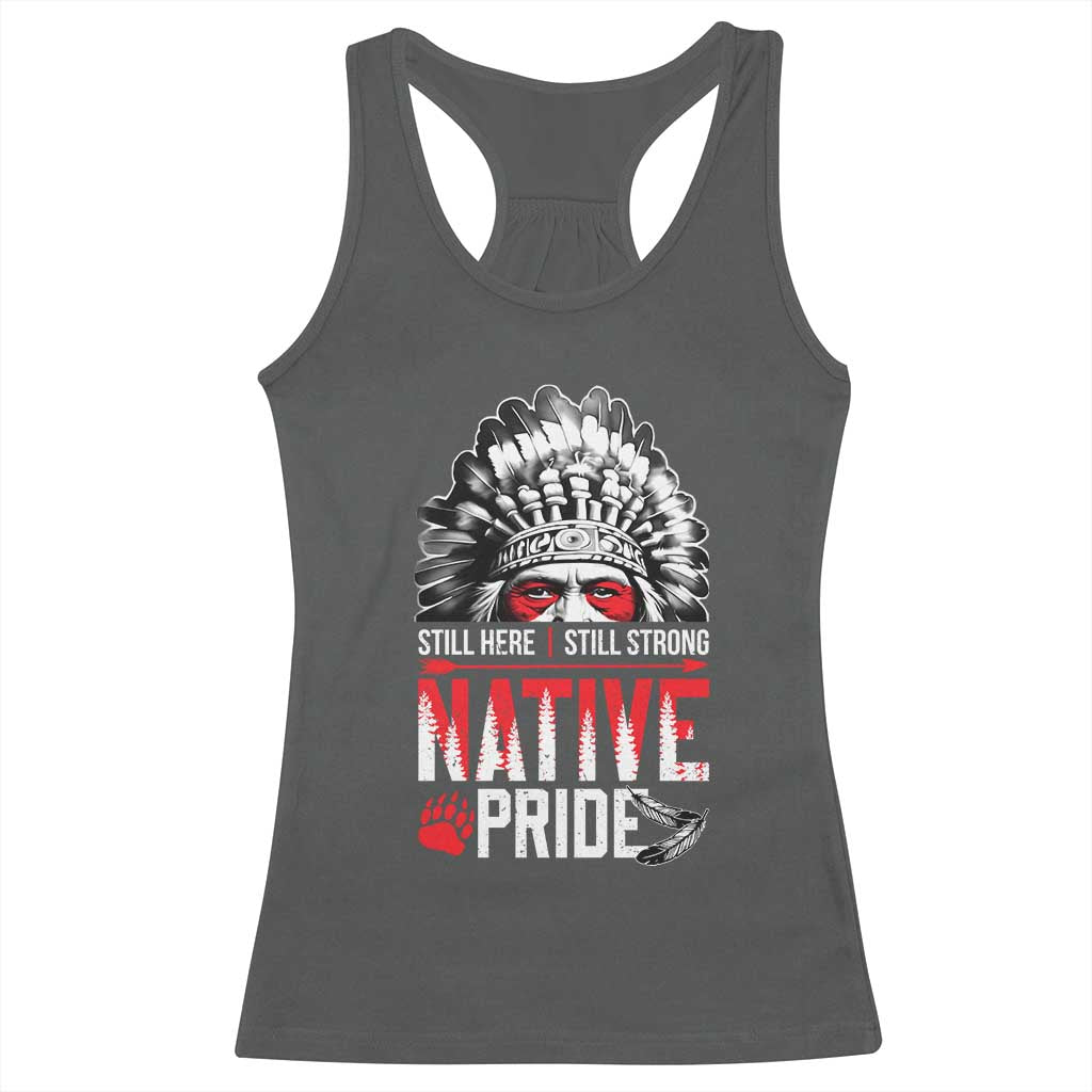 Still Here Still Strong Native Pride Racerback Tank Top Native American Feather TS11 Dark Heather Print Your Wear