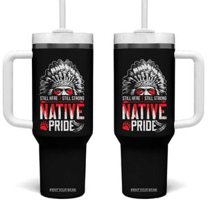 Still Here Still Strong Native Pride Tumbler With Handle Native American Feather TS11 One Size: 40 oz Black Print Your Wear