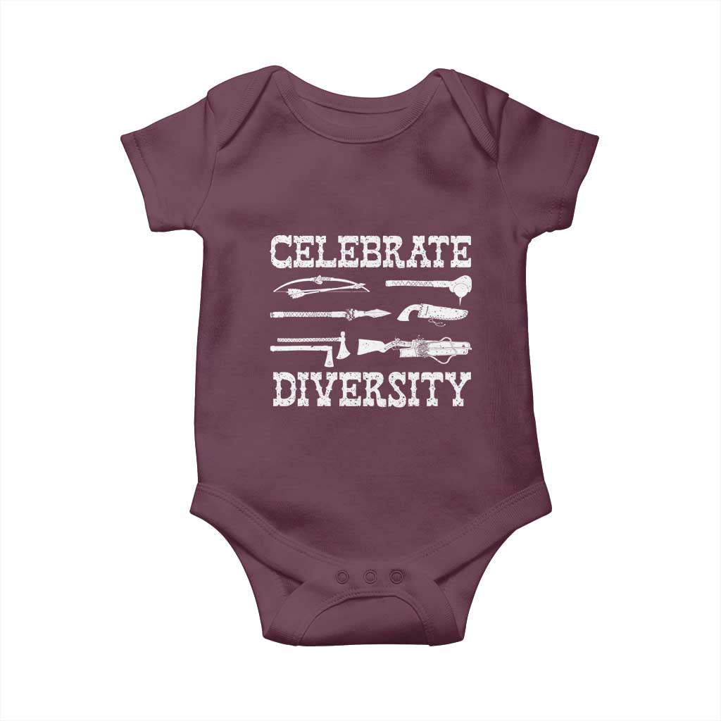 Native American Weapon Celebrate Diversity Baby Onesie Indigenous Pride TS11 Maroon Print Your Wear