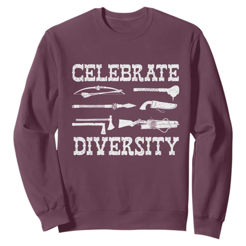 Native American Weapon Celebrate Diversity Sweatshirt Indigenous Pride TS11 Maroon Print Your Wear