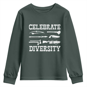 Native American Weapon Celebrate Diversity Youth Sweatshirt Indigenous Pride TS11 Dark Forest Green Print Your Wear