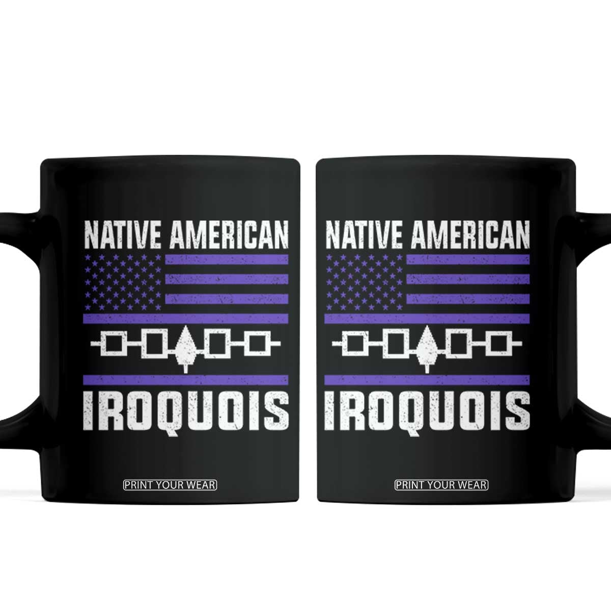 Native American Iroquois Coffee Mug Haudenosaunee Nation Vintage USA Flag TS11 Black Print Your Wear