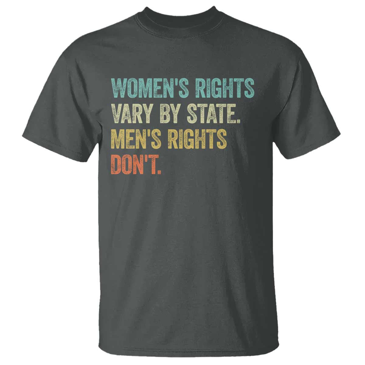 Womens Rights Vary By State Men Rights Dont Feminist Retro T Shirt TS11 Dark Heather Print Your Wear