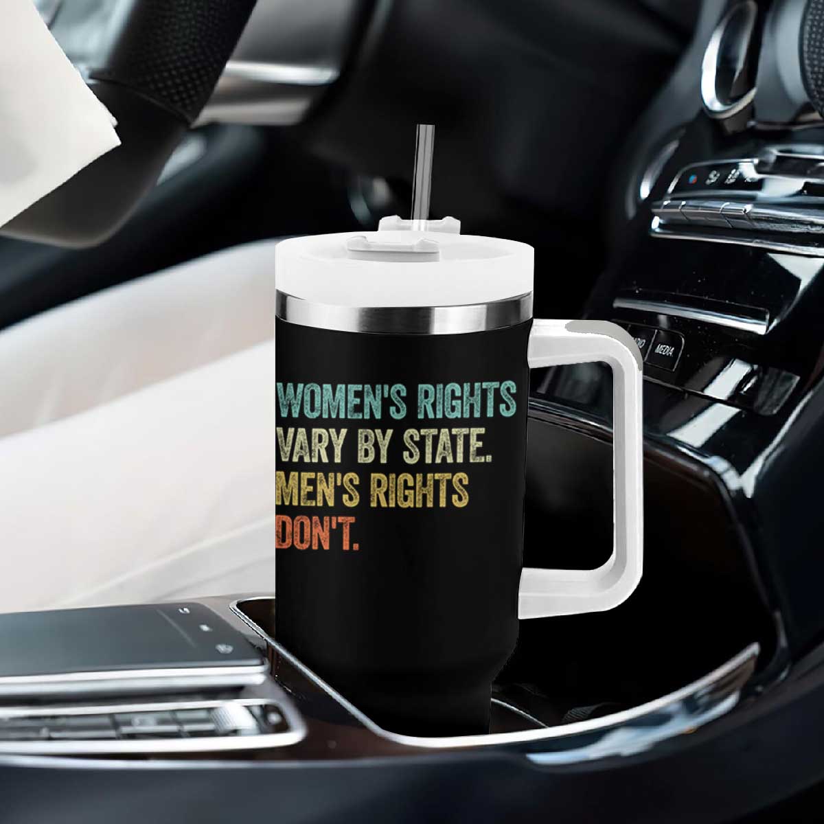 Women's Rights Vary By State Men Rights Don't Feminist Retro Tumbler With Handle TS11 Print Your Wear
