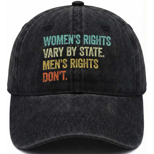 Women's Rights Vary By State Men Rights Don't Feminist Retro Washed Cotton Baseball Cap TS11 Print Your Wear