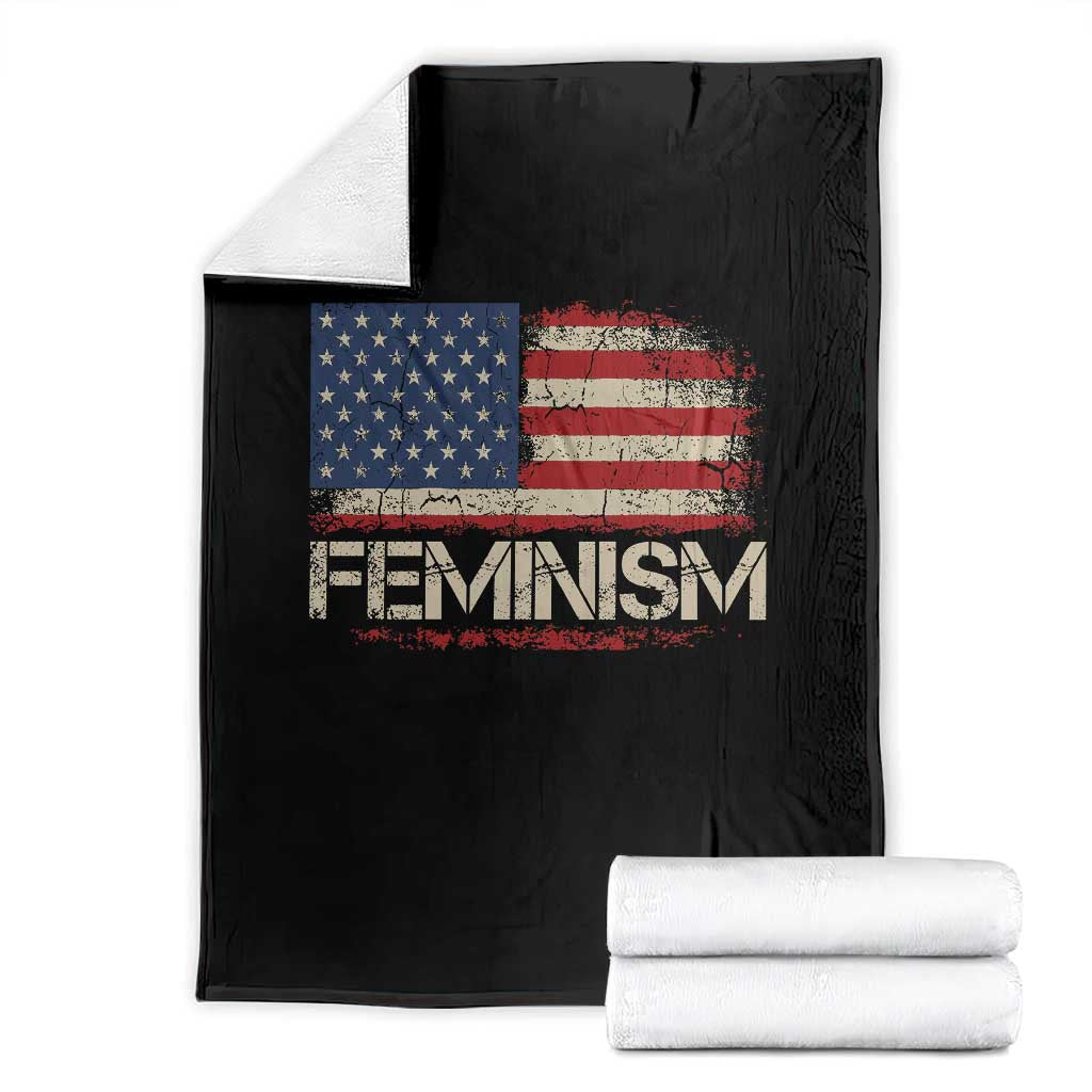 Feminism Feminist American Flag Throw Blanket Patriotic Womens Rights TS11 Black Print Your Wear