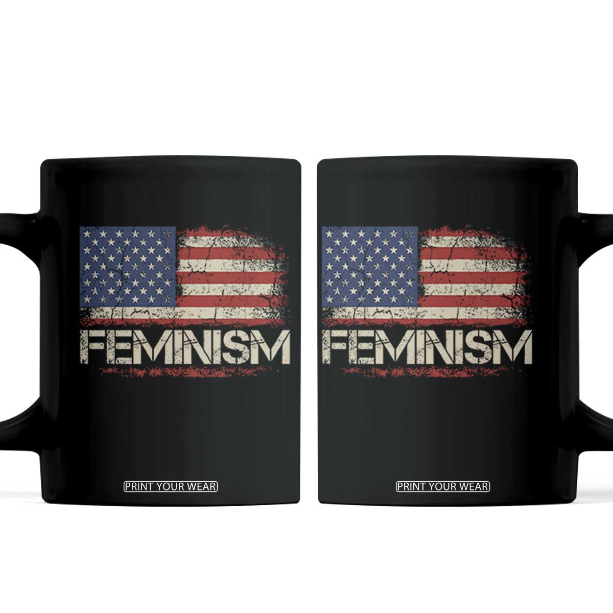 Feminism Feminist American Flag Coffee Mug Patriotic Womens Rights TS11 Black Print Your Wear