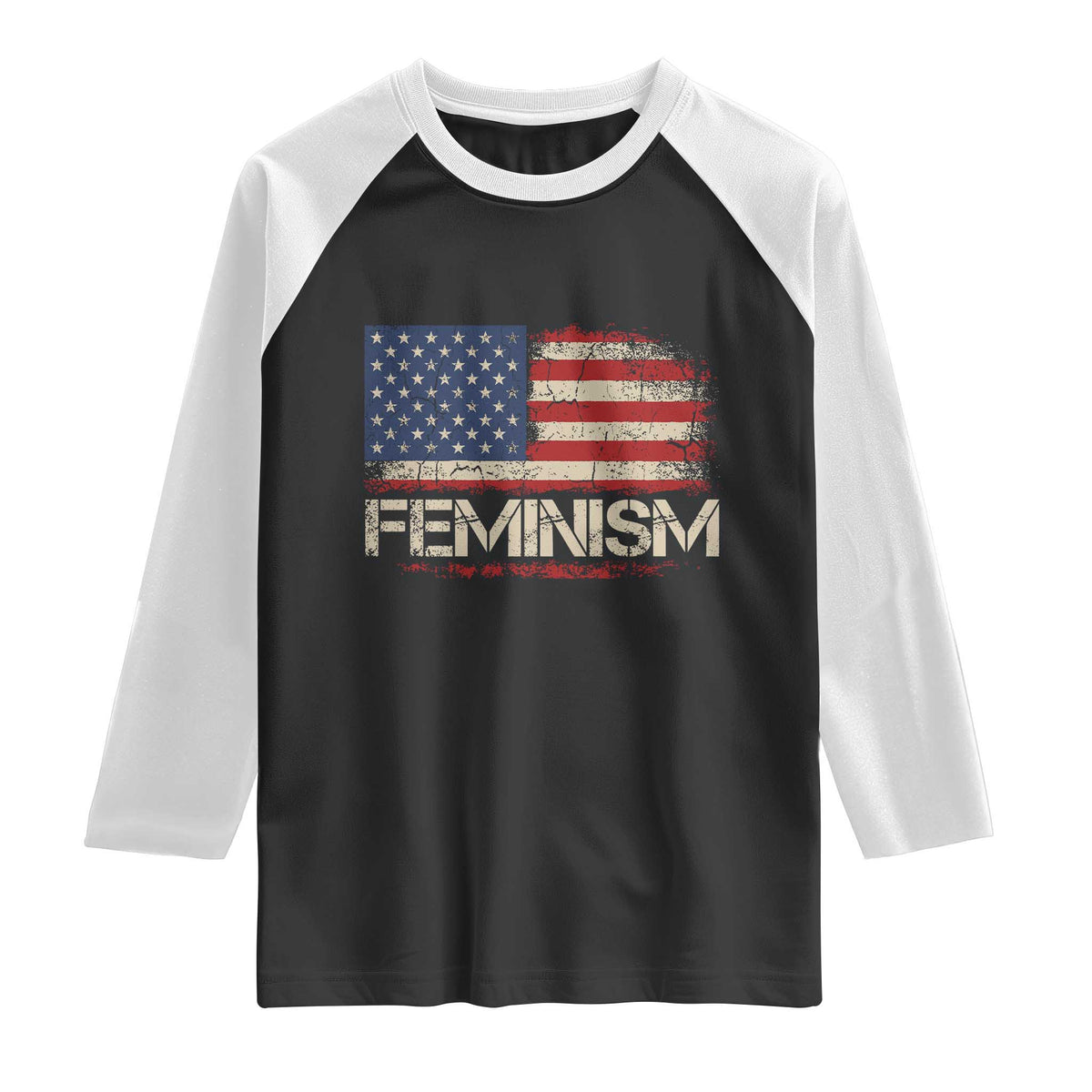 Feminism Feminist American Flag Raglan Shirt Patriotic Womens Rights TS11 Black White Print Your Wear
