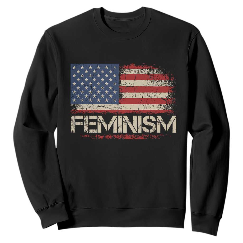 Feminism Feminist American Flag Sweatshirt Patriotic Womens Rights TS11 Black Print Your Wear