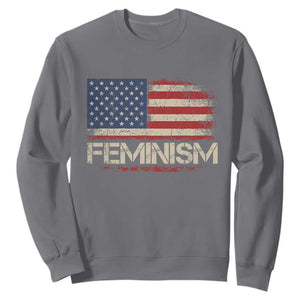 Feminism Feminist American Flag Sweatshirt Patriotic Womens Rights TS11 Charcoal Print Your Wear