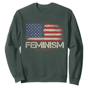 Feminism Feminist American Flag Sweatshirt Patriotic Womens Rights TS11 Dark Forest Green Print Your Wear
