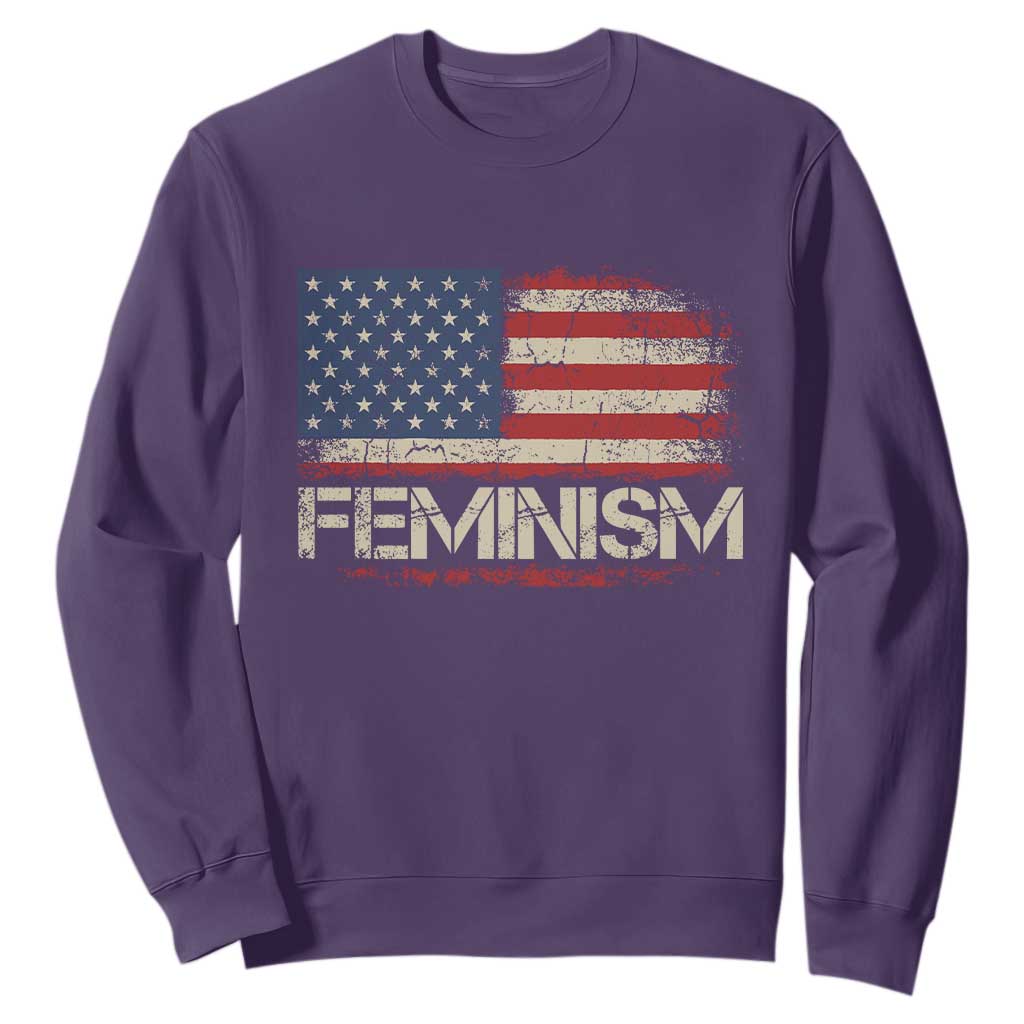 Feminism Feminist American Flag Sweatshirt Patriotic Womens Rights TS11 Purple Print Your Wear