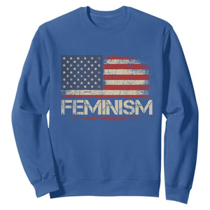 Feminism Feminist American Flag Sweatshirt Patriotic Womens Rights TS11 Royal Blue Print Your Wear