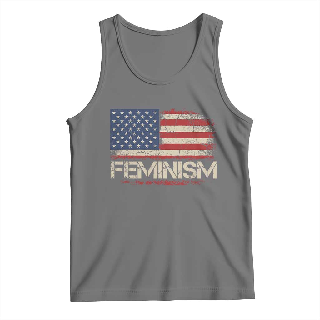 Feminism Feminist American Flag Tank Top Patriotic Womens Rights TS11 Black Heather Print Your Wear