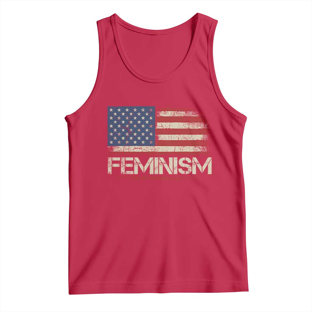 Feminism Feminist American Flag Tank Top Patriotic Womens Rights TS11 Red Print Your Wear
