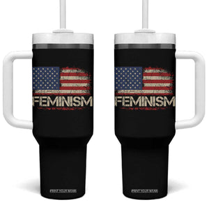 Feminism Feminist American Flag Tumbler With Handle Patriotic Womens Rights TS11 One Size: 40 oz Black Print Your Wear