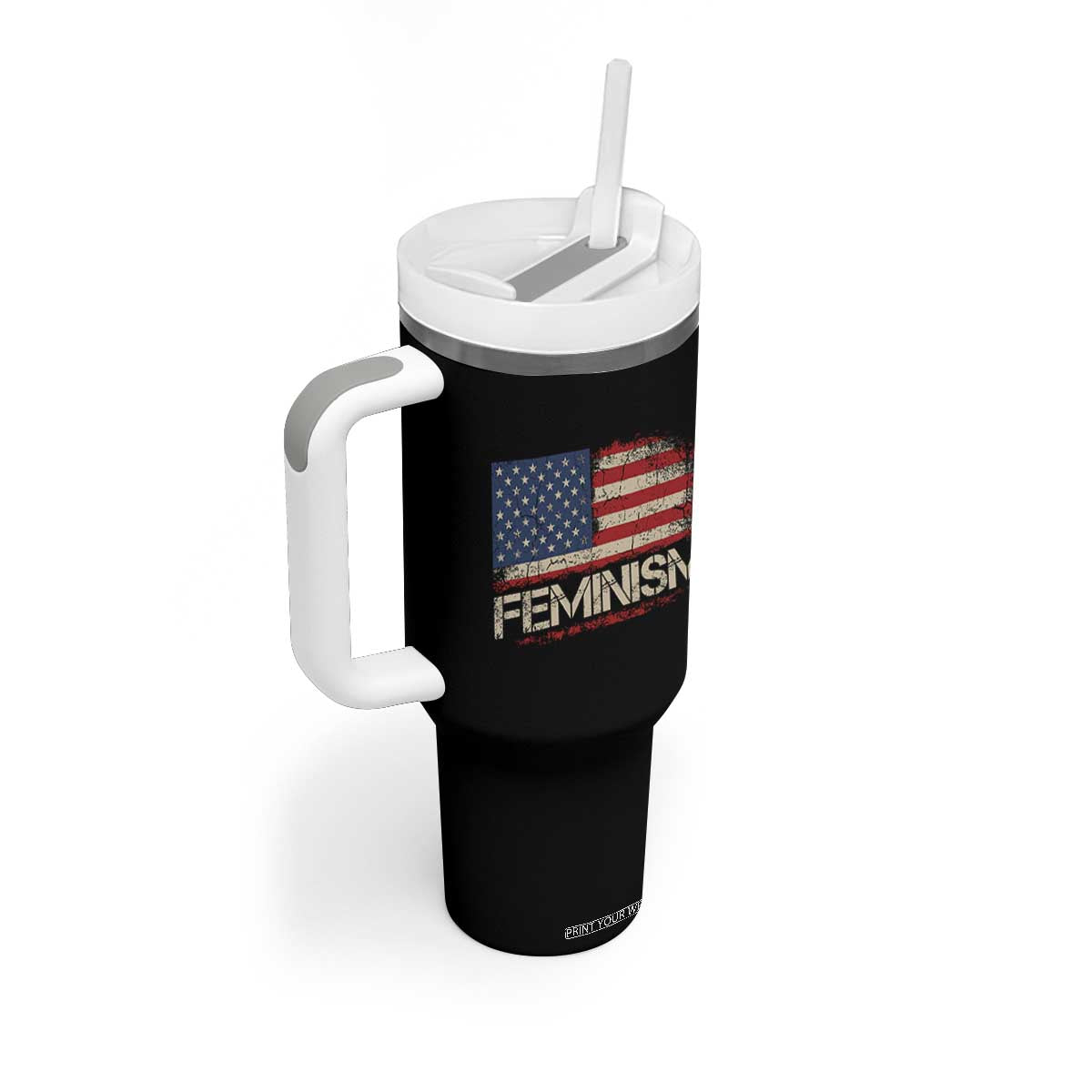 Feminism Feminist American Flag Tumbler With Handle Patriotic Womens Rights TS11 Print Your Wear