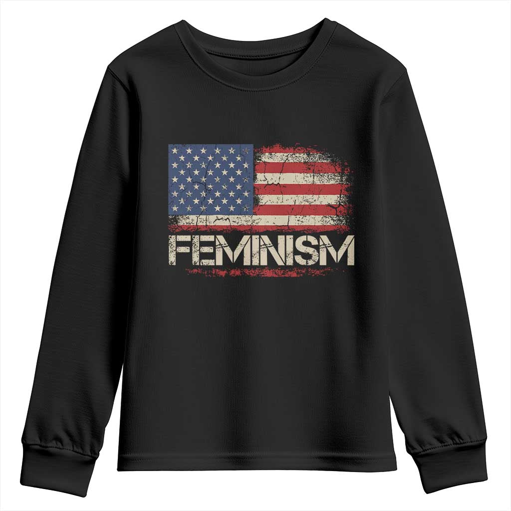 Feminism Feminist American Flag Youth Sweatshirt Patriotic Womens Rights TS11 Black Print Your Wear