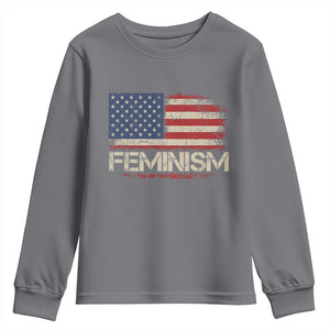 Feminism Feminist American Flag Youth Sweatshirt Patriotic Womens Rights TS11 Charcoal Print Your Wear