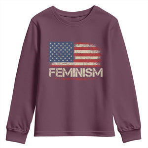 Feminism Feminist American Flag Youth Sweatshirt Patriotic Womens Rights TS11 Maroon Print Your Wear