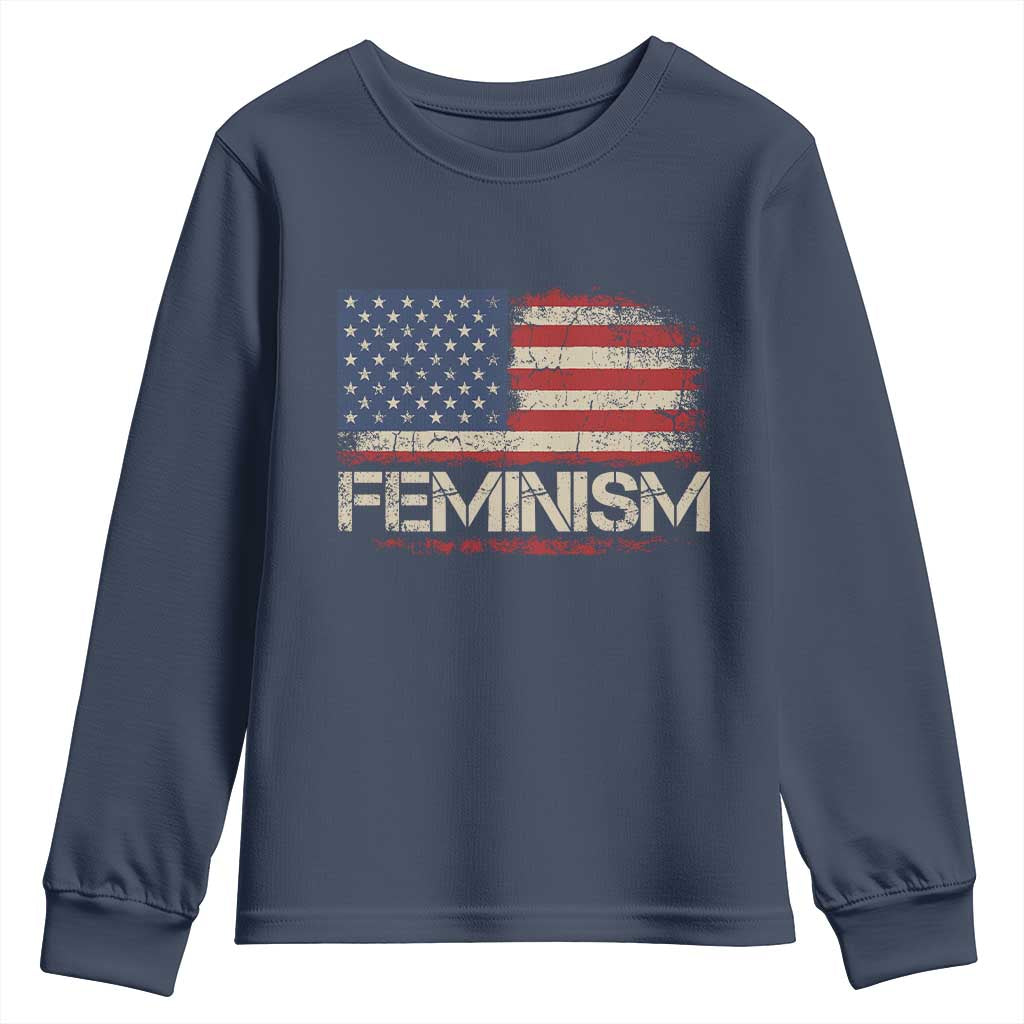Feminism Feminist American Flag Youth Sweatshirt Patriotic Womens Rights TS11 Navy Print Your Wear
