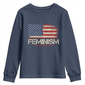 Feminism Feminist American Flag Youth Sweatshirt Patriotic Womens Rights TS11 Navy Print Your Wear