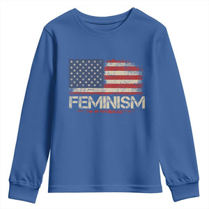 Feminism Feminist American Flag Youth Sweatshirt Patriotic Womens Rights TS11 Royal Blue Print Your Wear
