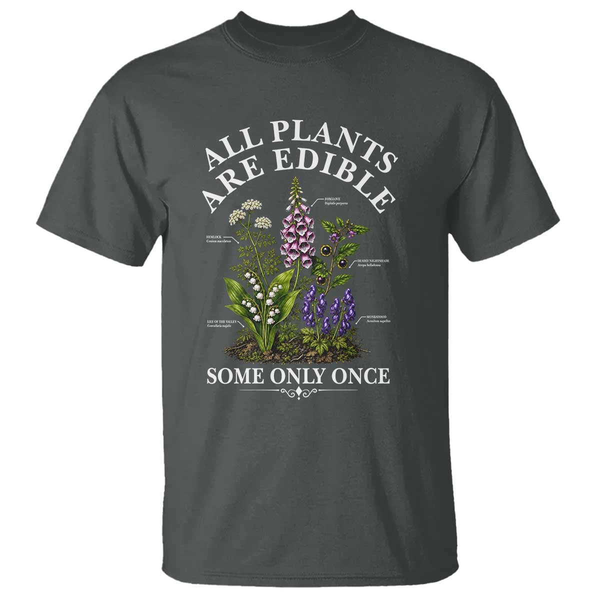 All Plants Are Edible Some Only Once T Shirt Funny Botanical Gardener TS11 Dark Heather Print Your Wear