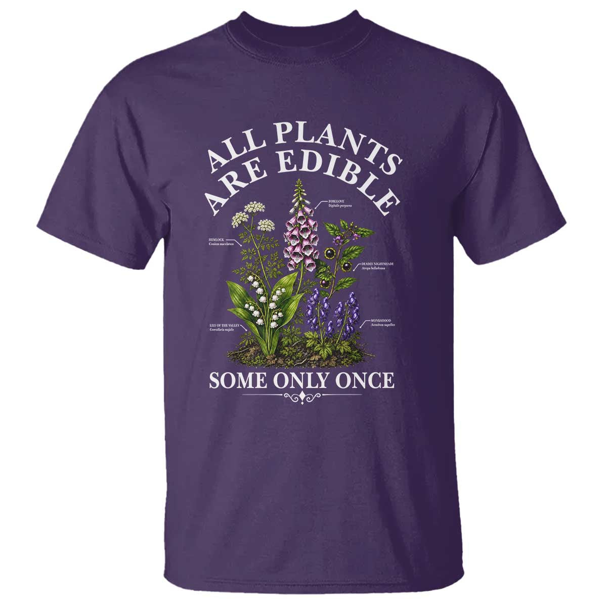 All Plants Are Edible Some Only Once T Shirt Funny Botanical Gardener TS11 Purple Print Your Wear