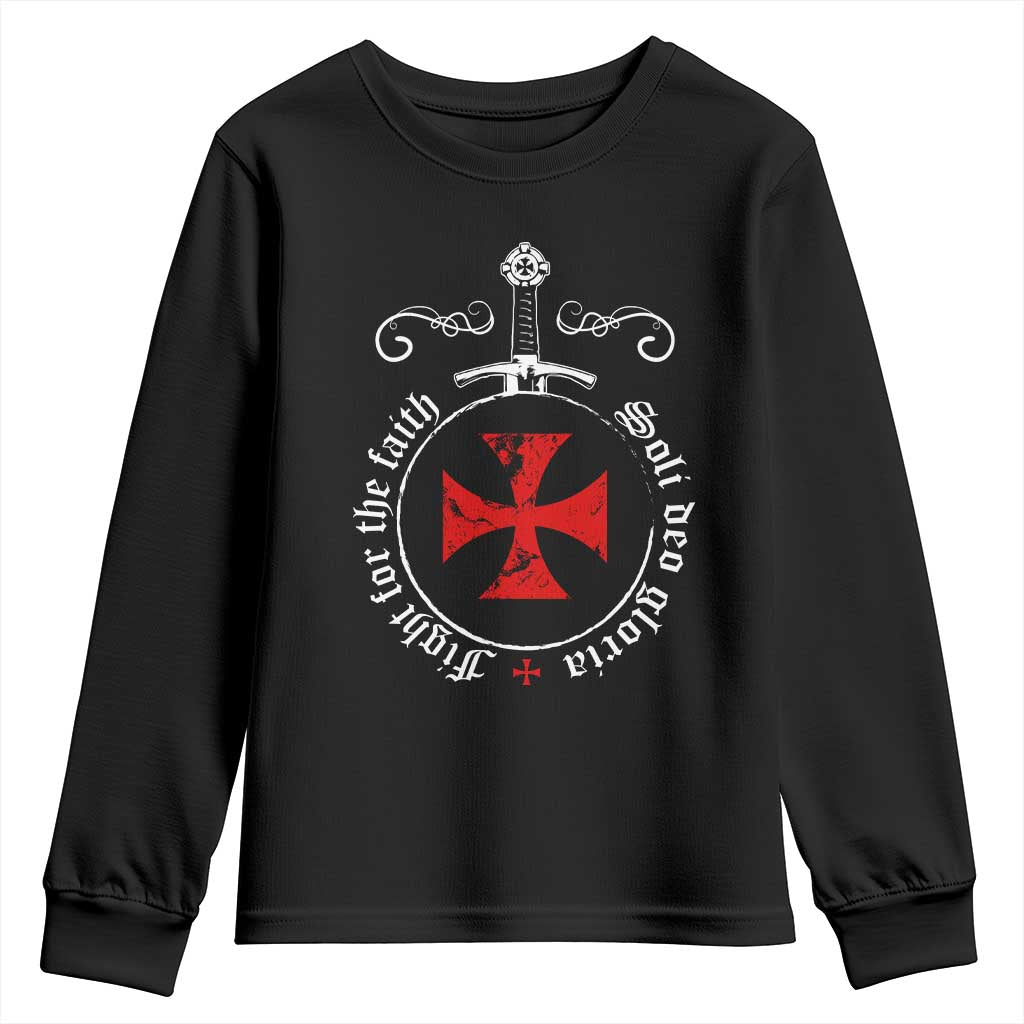 Catholic Knight Templar Crusader Sword Youth Sweatshirt Soli Deo Gloria Fight For The Faith
