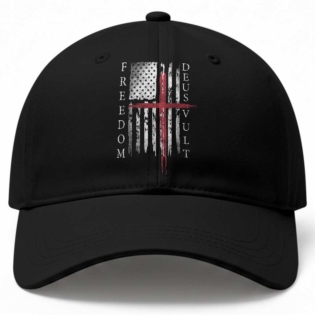 Deus Vult Freedom Catholic Knight Templar American Flag Baseball Cap